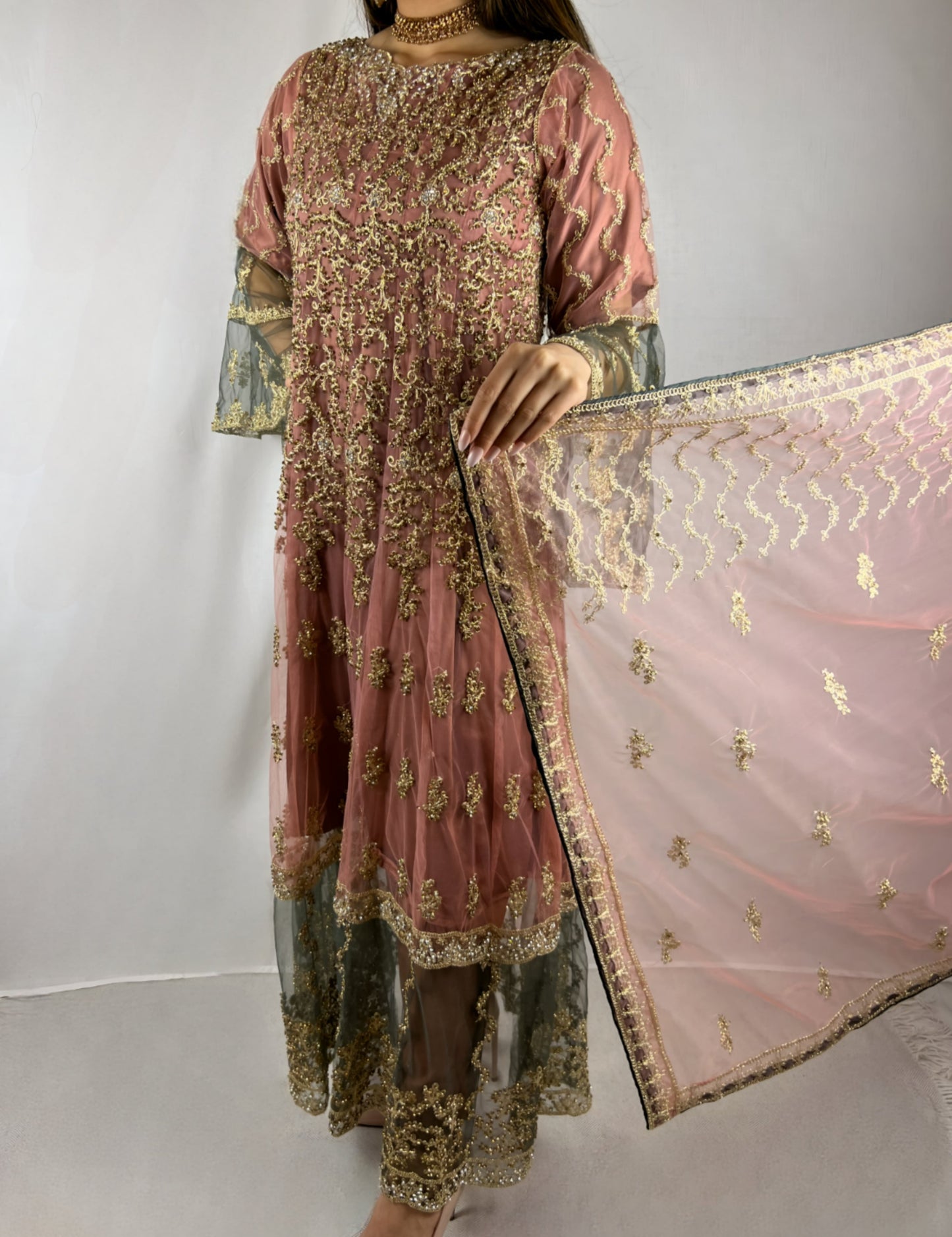 Mauve Pink Georgette Anarkali Dress