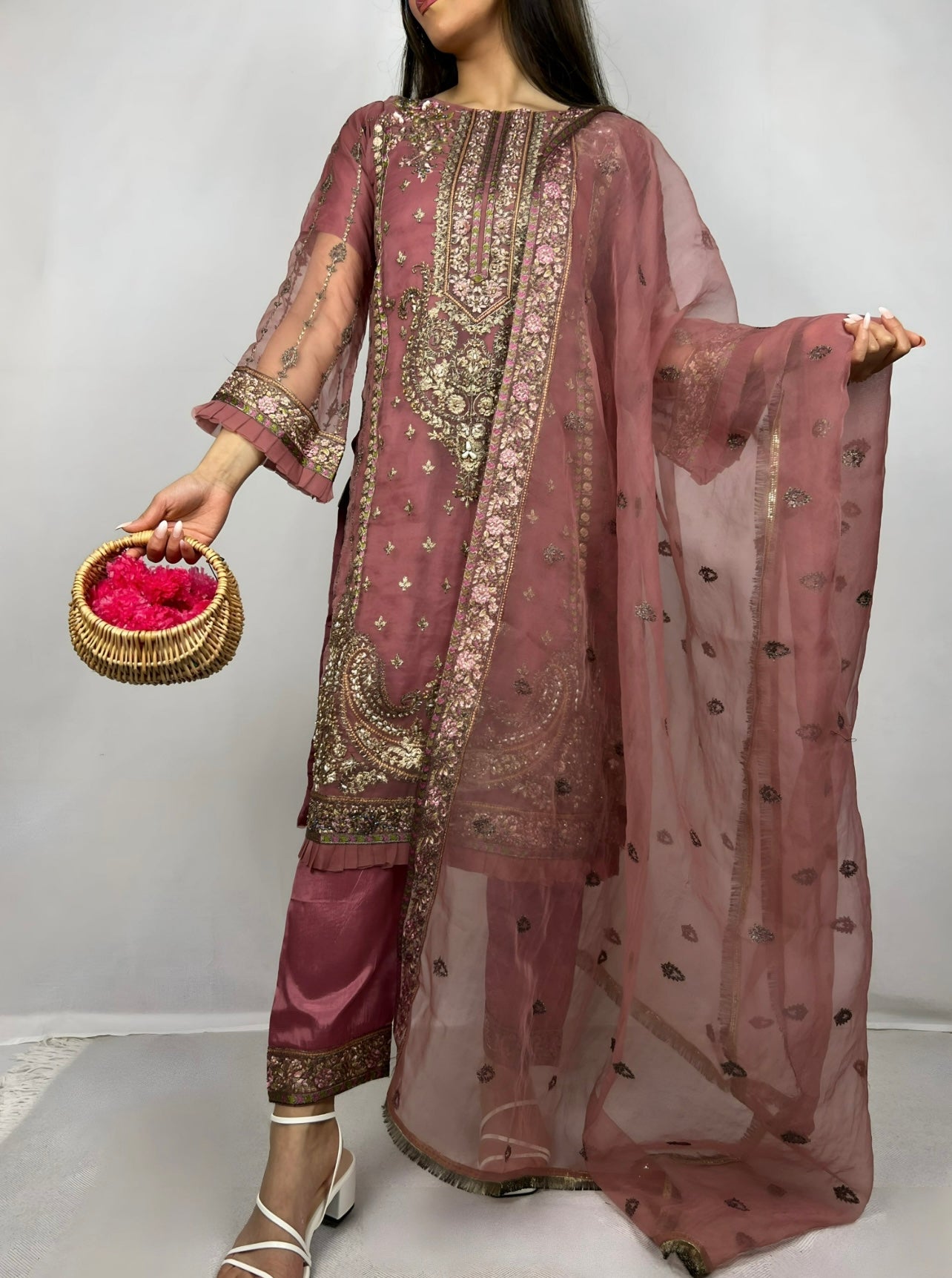 Dusky Pink Straight Cut Salwar Kameez
