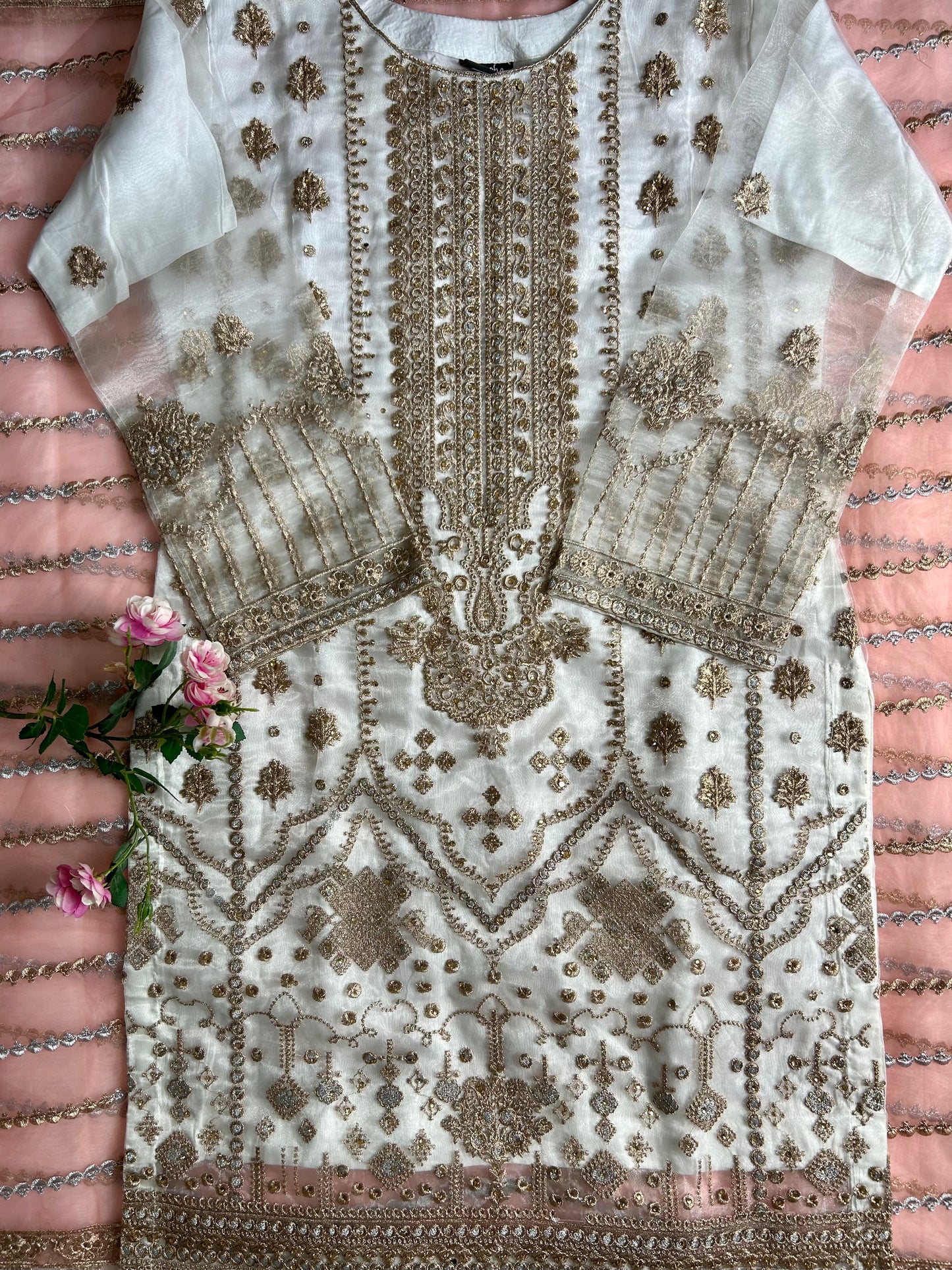 White & Pink Salwar Kameez Suit