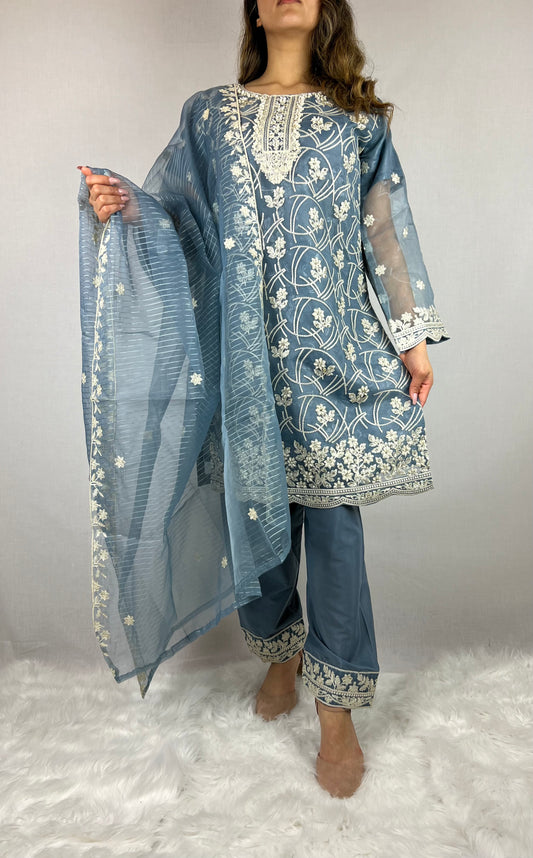 Steel Blue Salwar Kameez