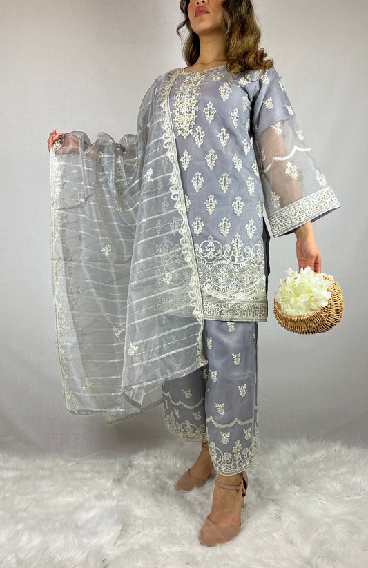 Grey & Iridescent Palazzo Suit
