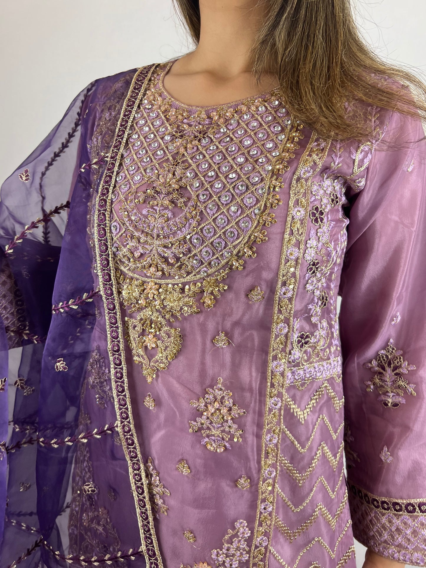Purple & Aubergine Sharara Suit