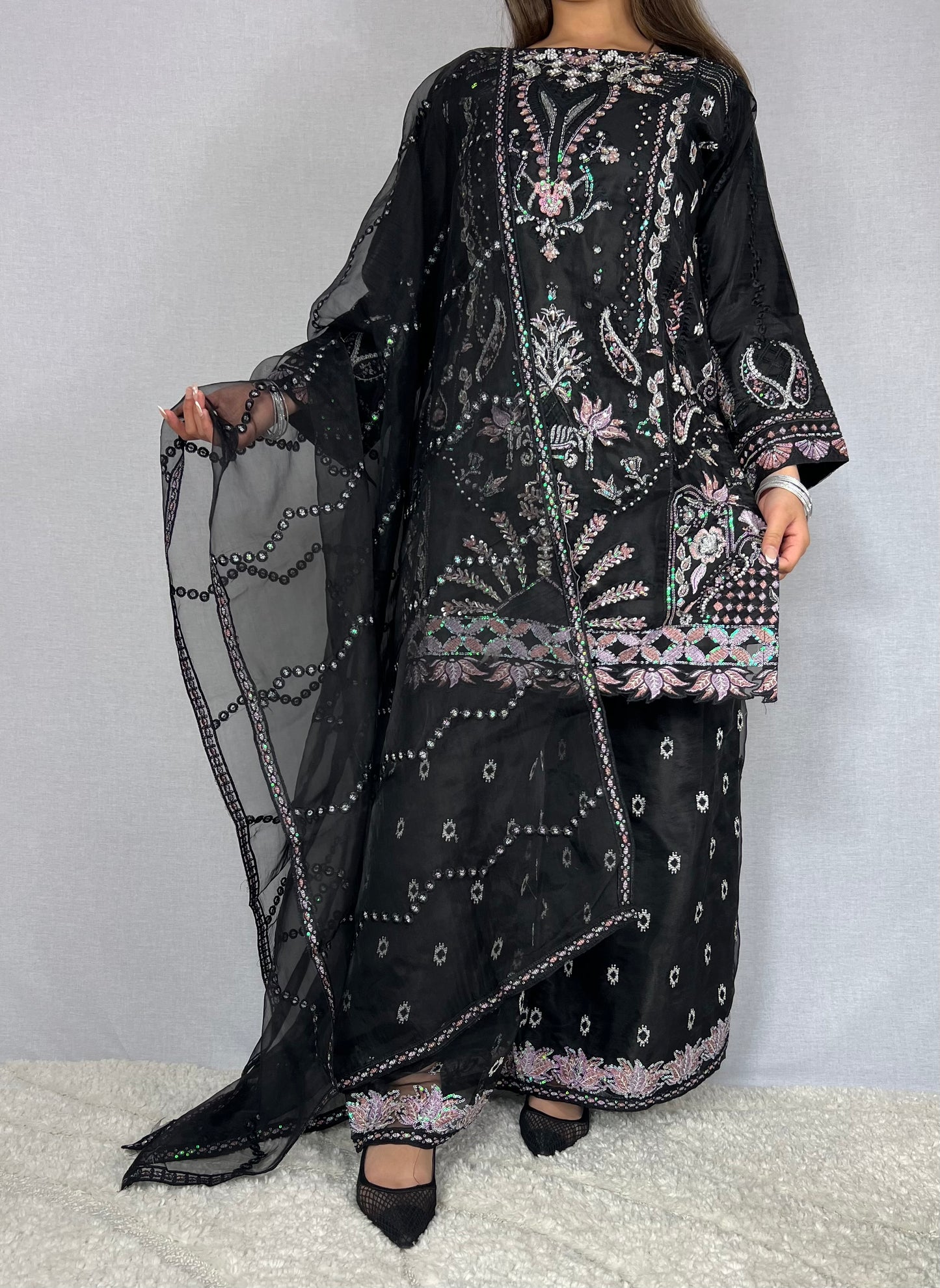 Midnight Black Palazzo Suit