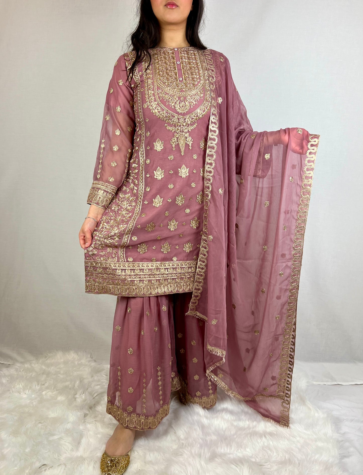 Pink & Gold Gharara Suit