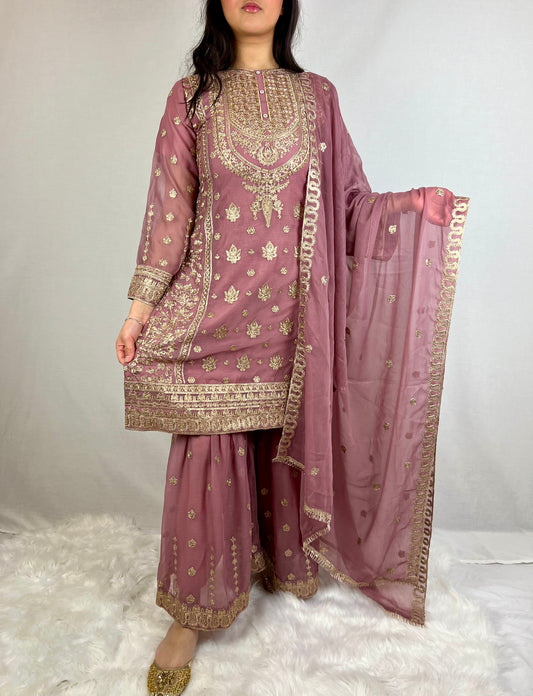 Pink & Gold Gharara Suit
