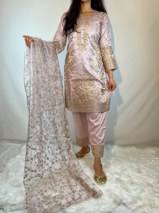 Soft Lilac Salwar Kameez Zaari Embroidery