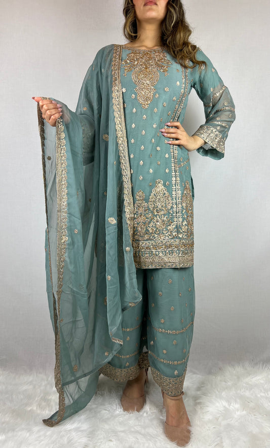 Sapphire Blue Palazzo Suit