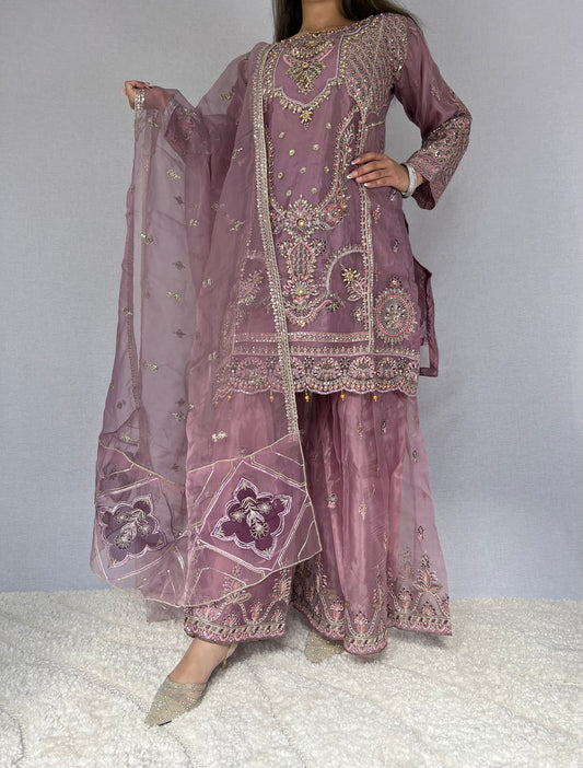 Floral Purple Sharara Suit