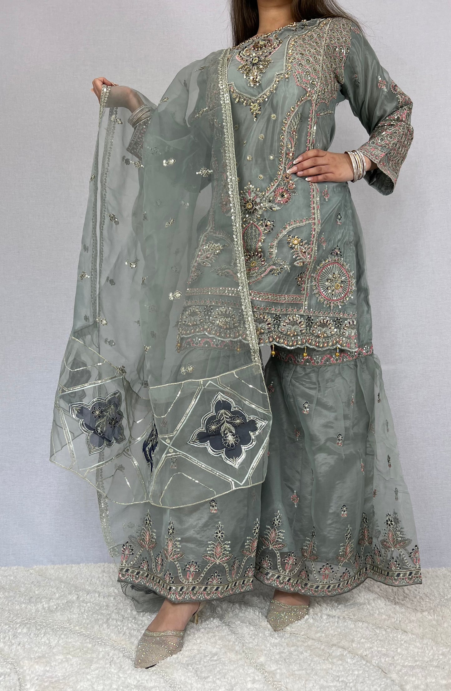 Floral Blue Sharara Suit