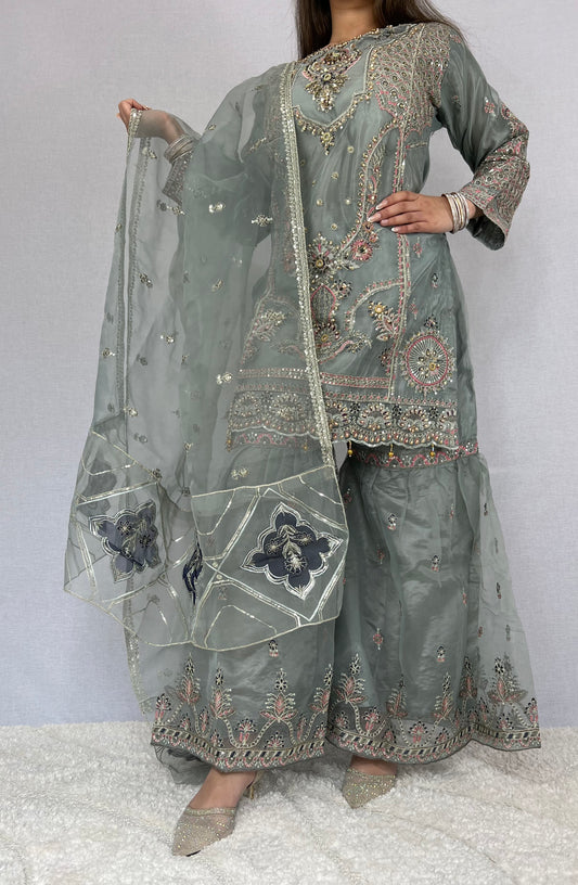 Floral Blue Sharara Suit
