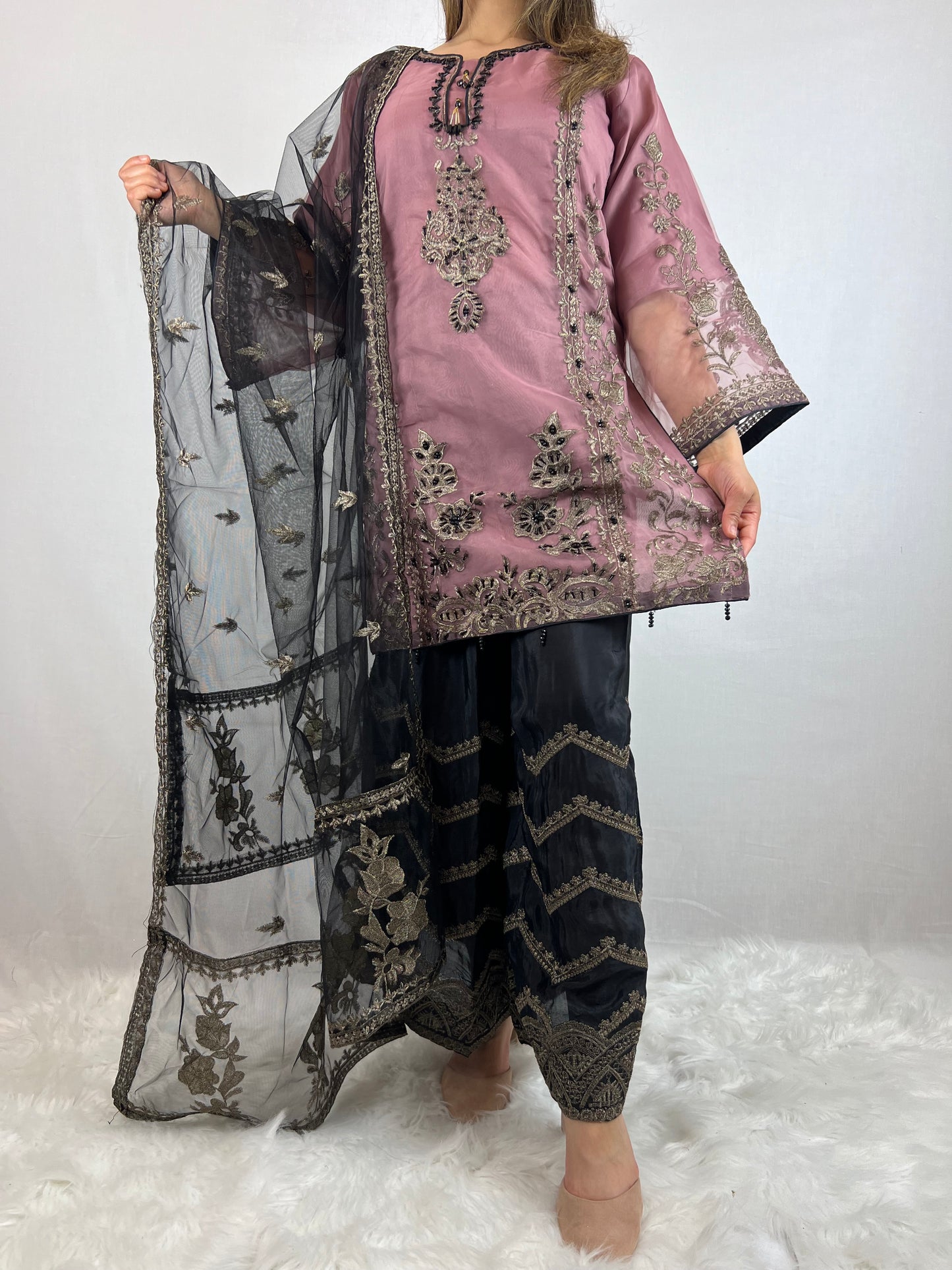 Dusky Purple  & Black Zardorzi Suit