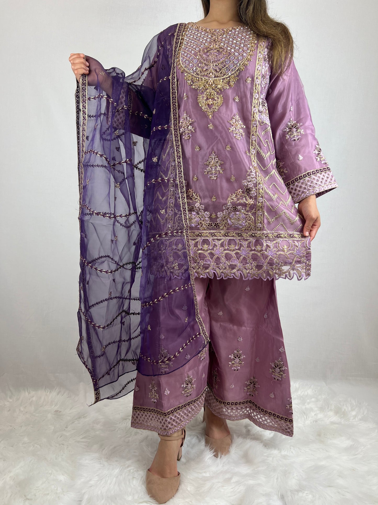 Purple & Aubergine Sharara Suit
