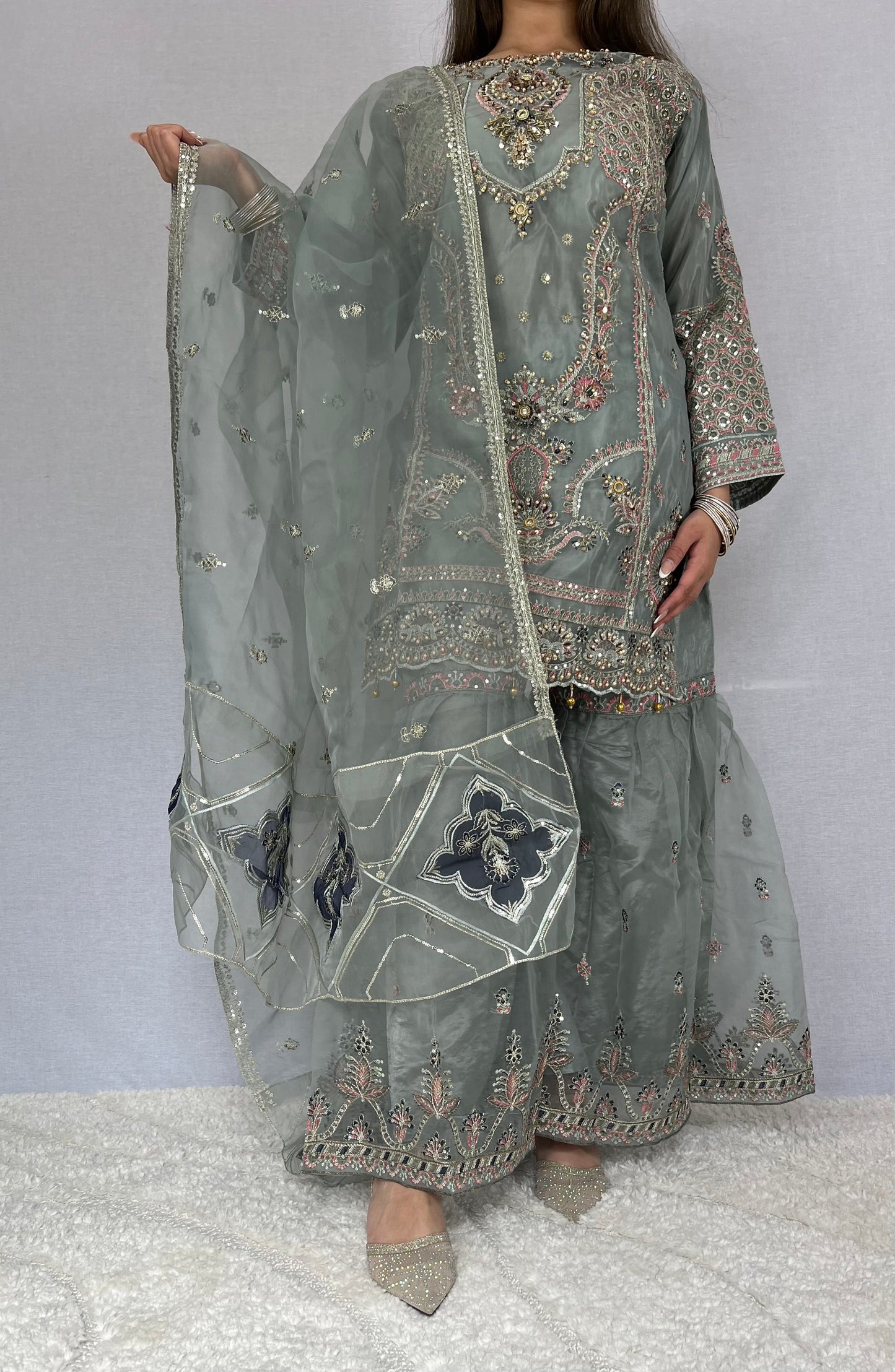 Floral Blue Sharara Suit