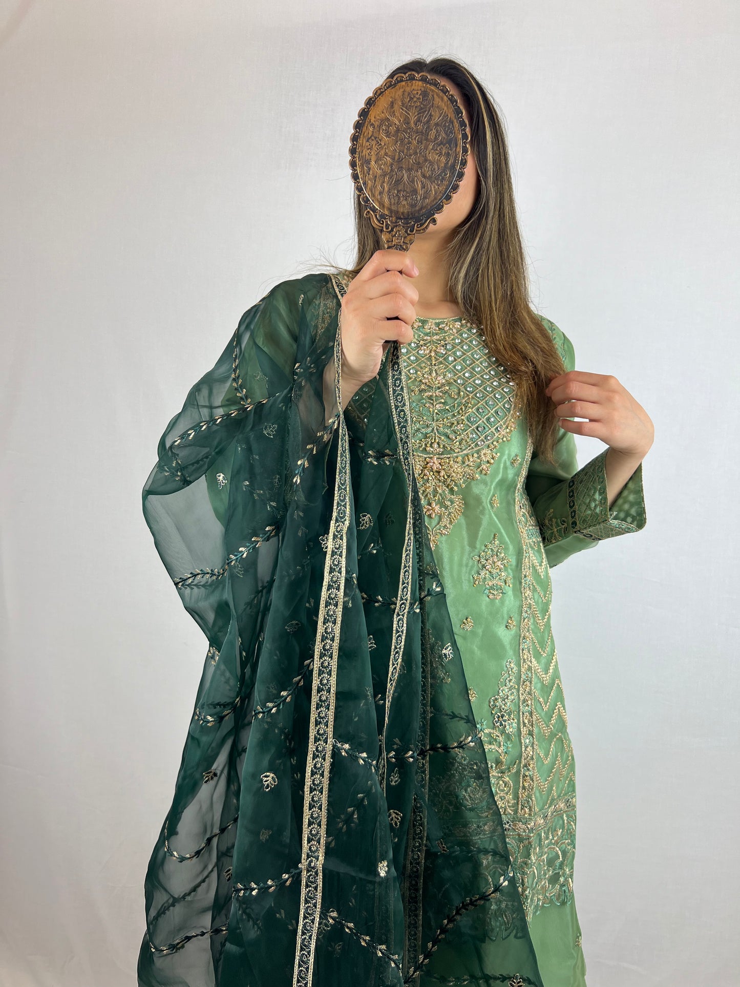 Dusky Green & Royal Green Sharara Suit