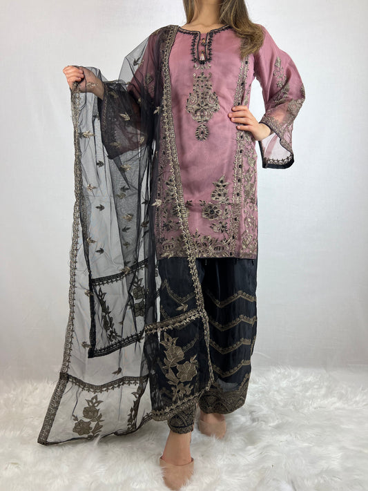 Dusky Purple  & Black Zardorzi Suit