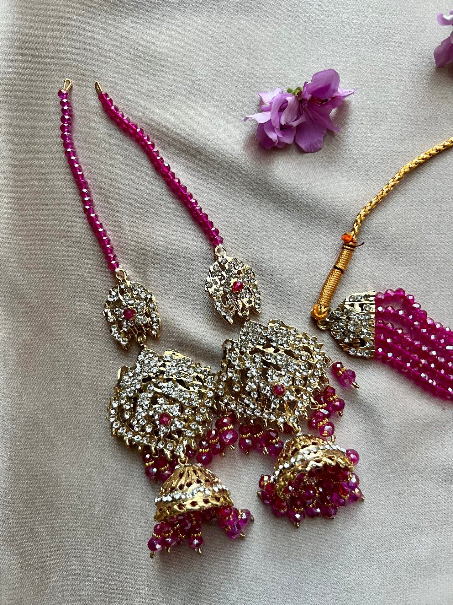 Hot Pink & Gold Jewellery Set