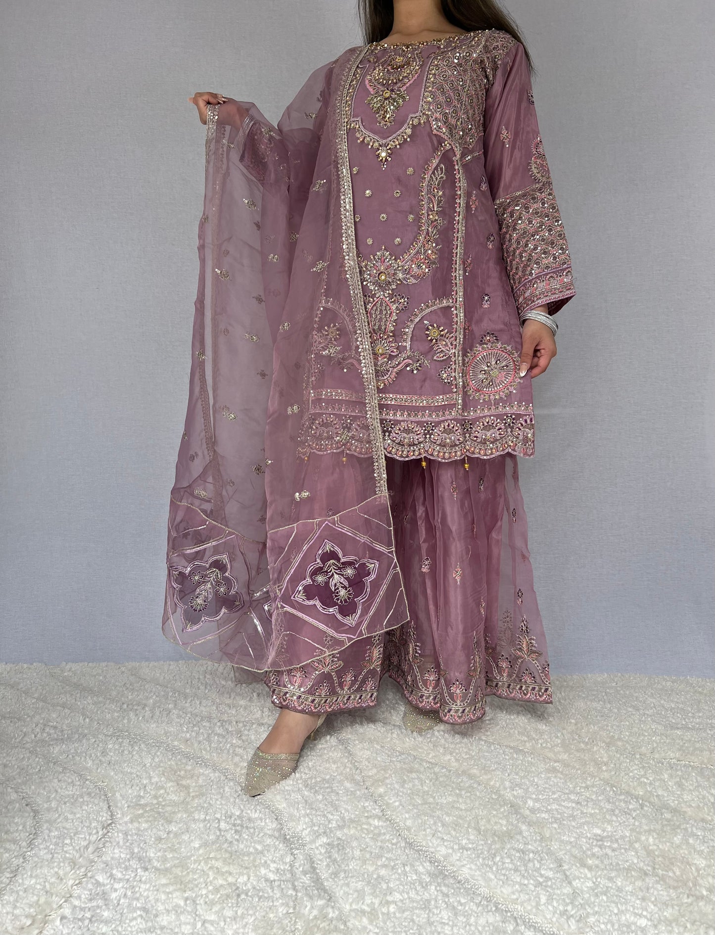 Floral Purple Sharara Suit