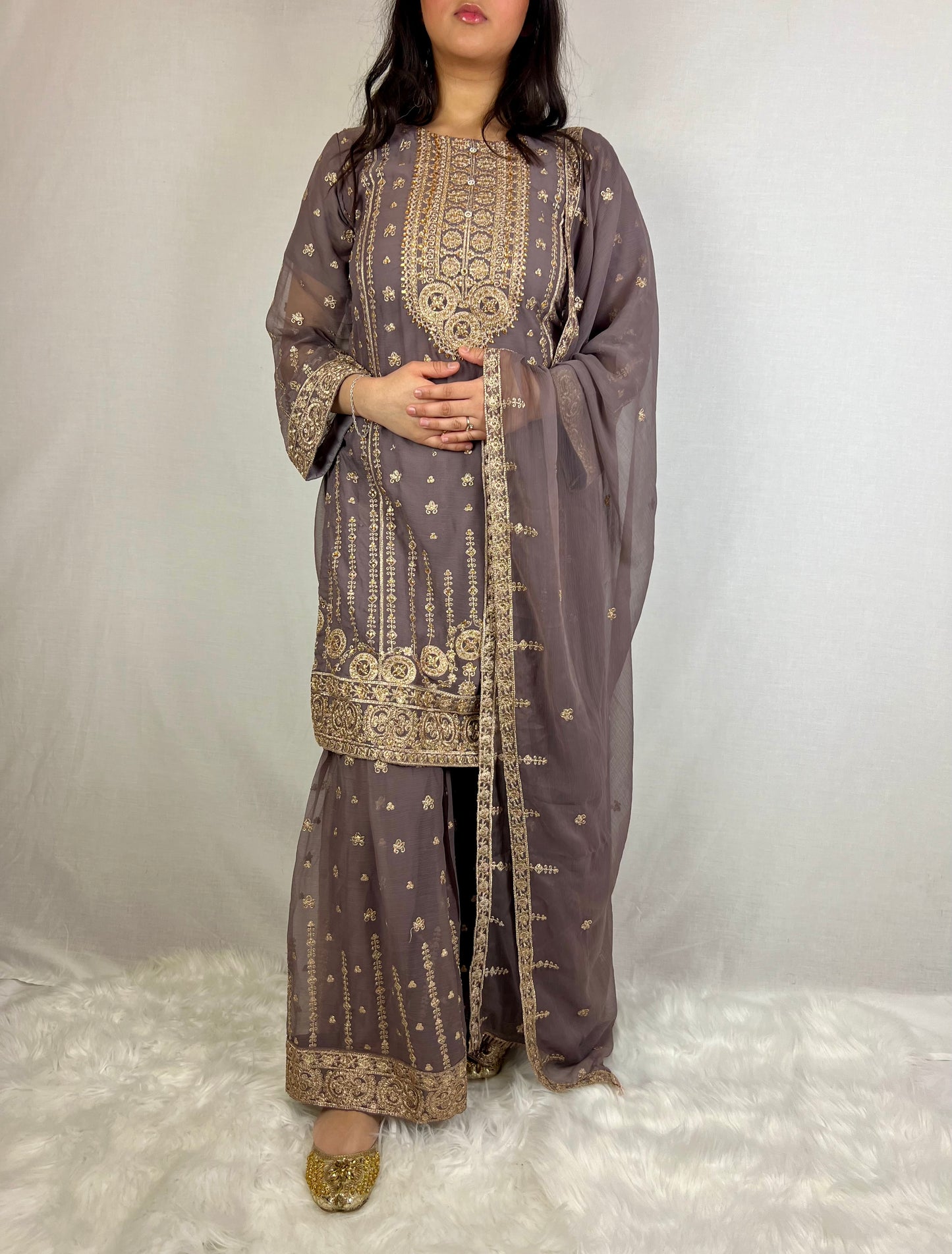Purple & Gold Gharara Suit