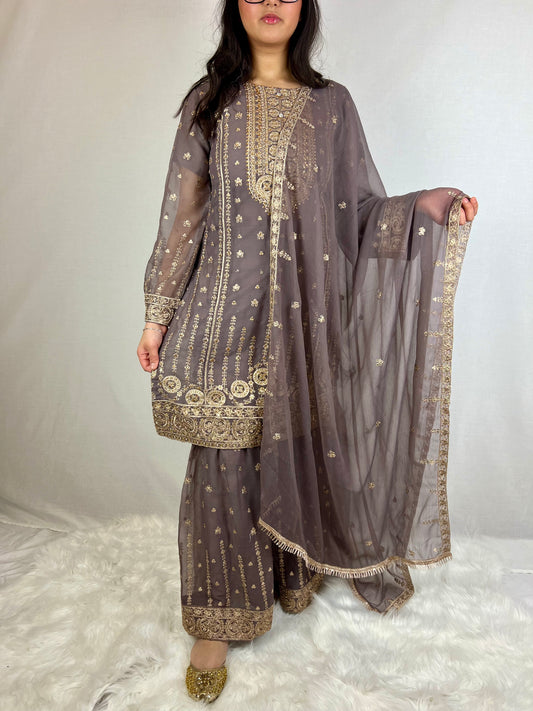 Purple & Gold Gharara Suit