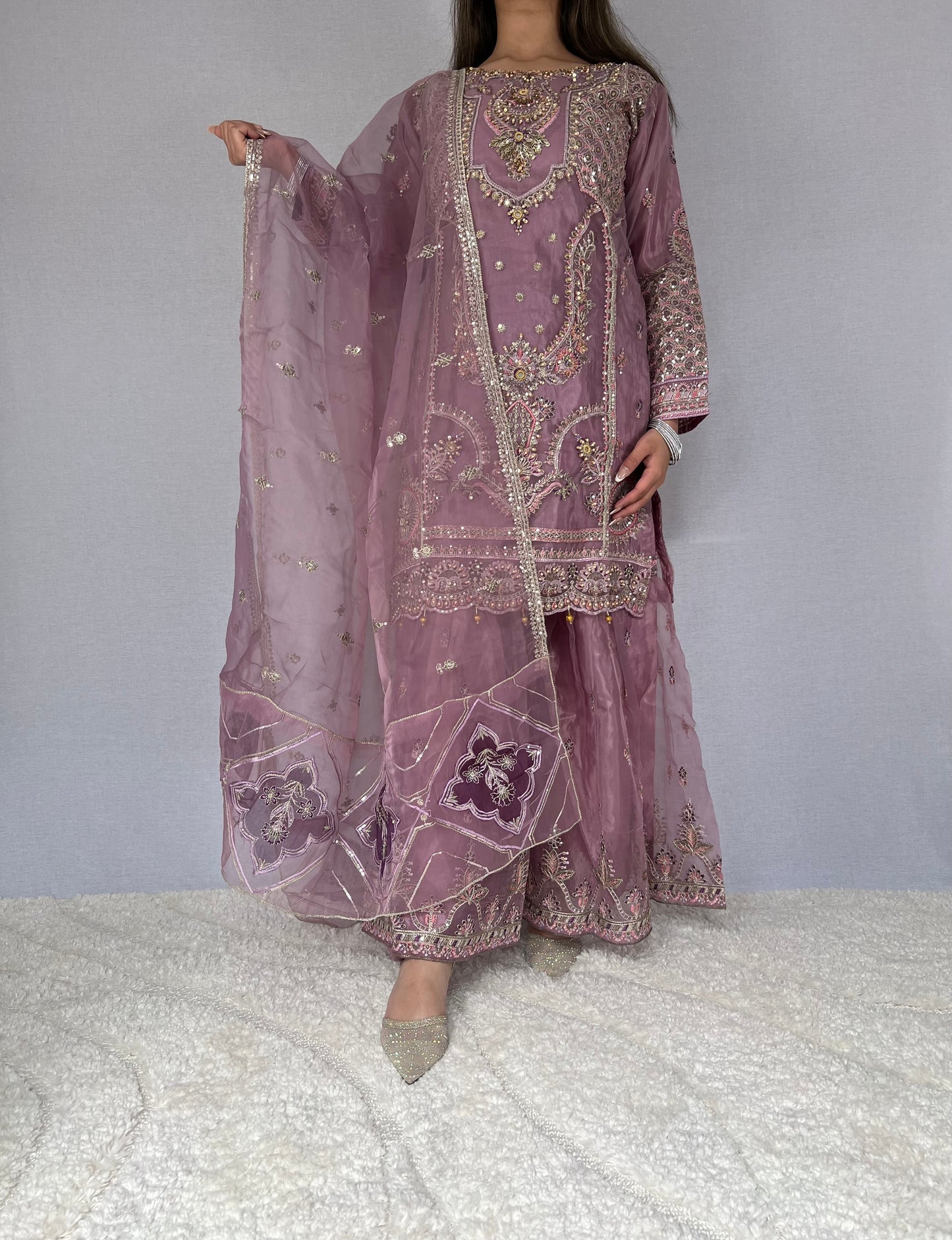 Floral Purple Sharara Suit