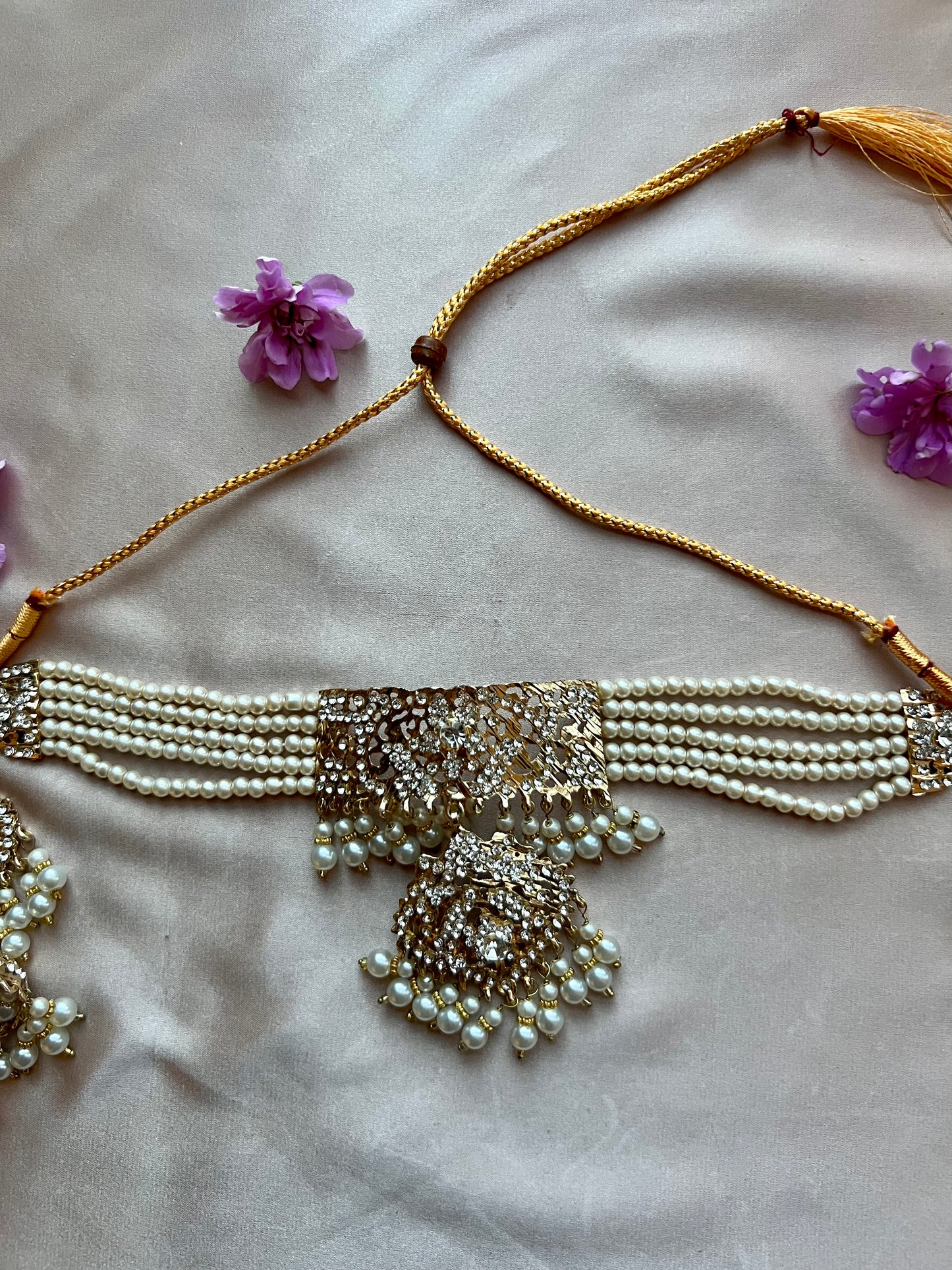 Gold & White Pearl Jewellery Set
