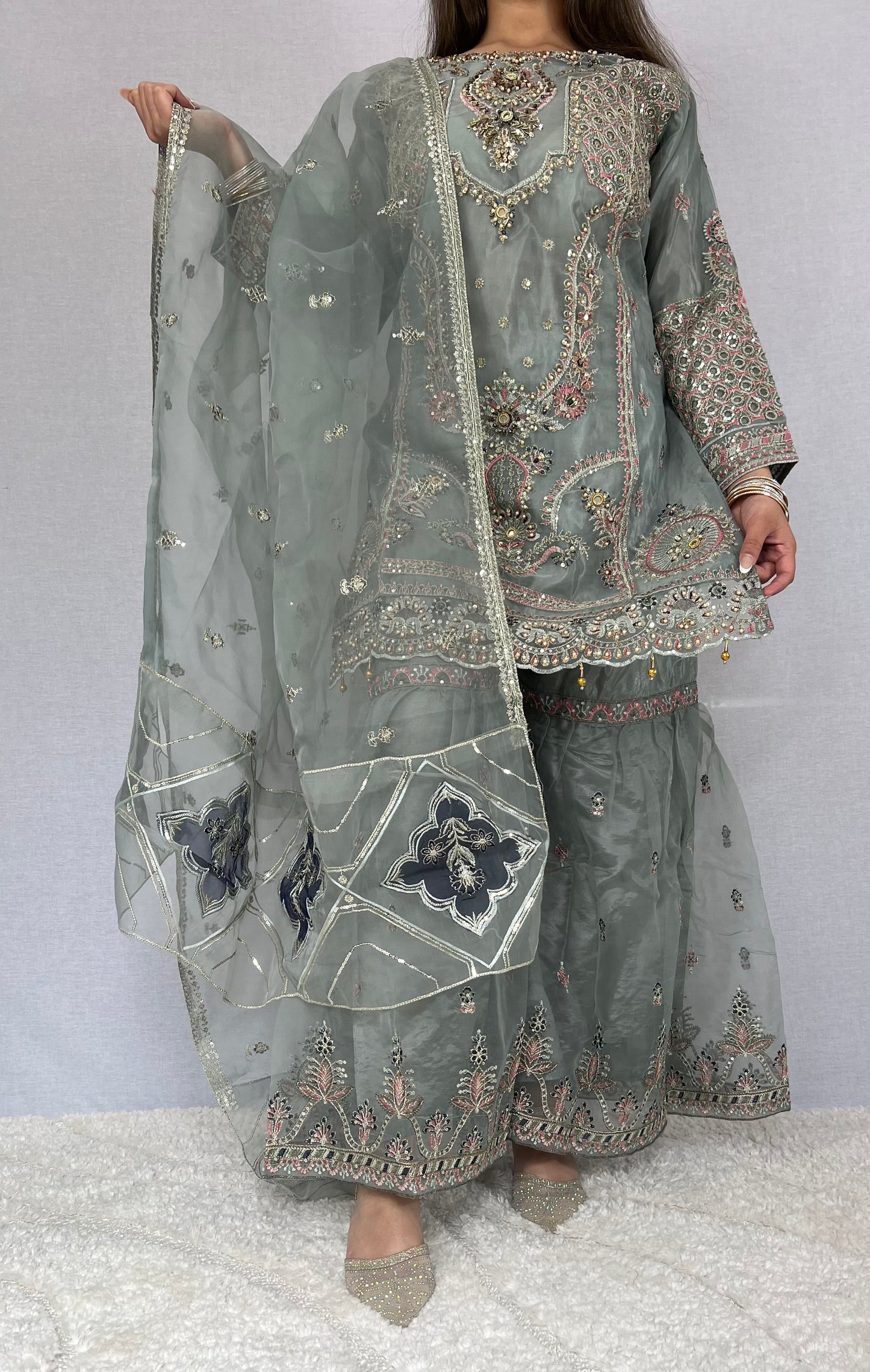 Floral Blue Sharara Suit