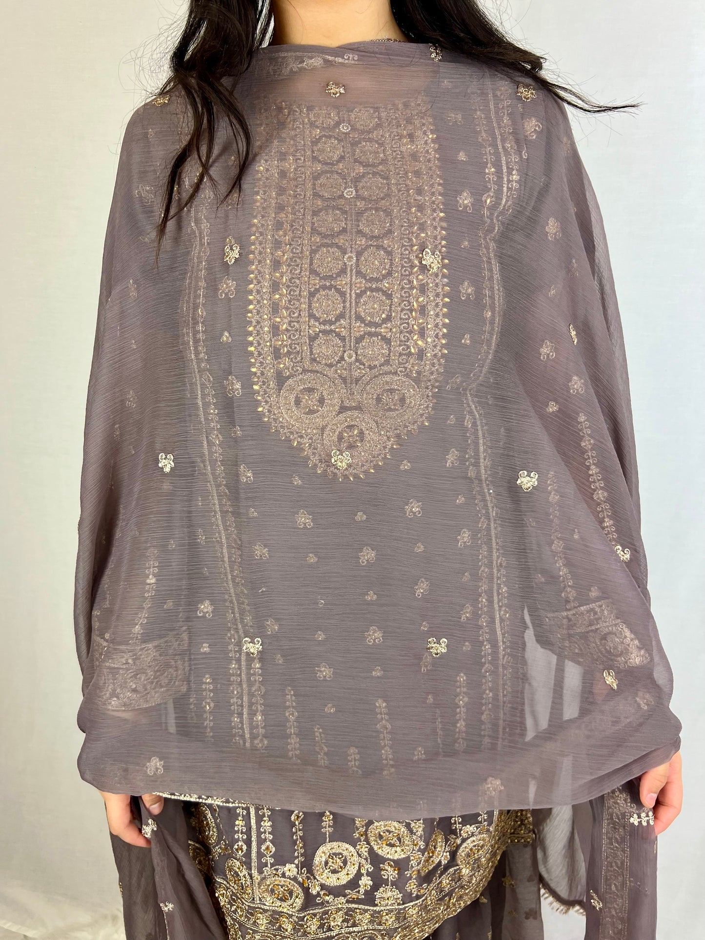 Purple & Gold Gharara Suit