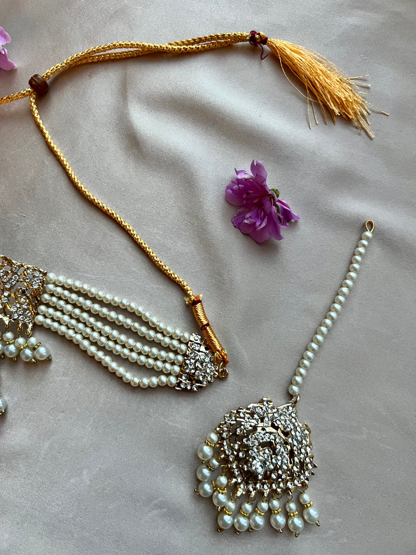 Gold & White Pearl Jewellery Set