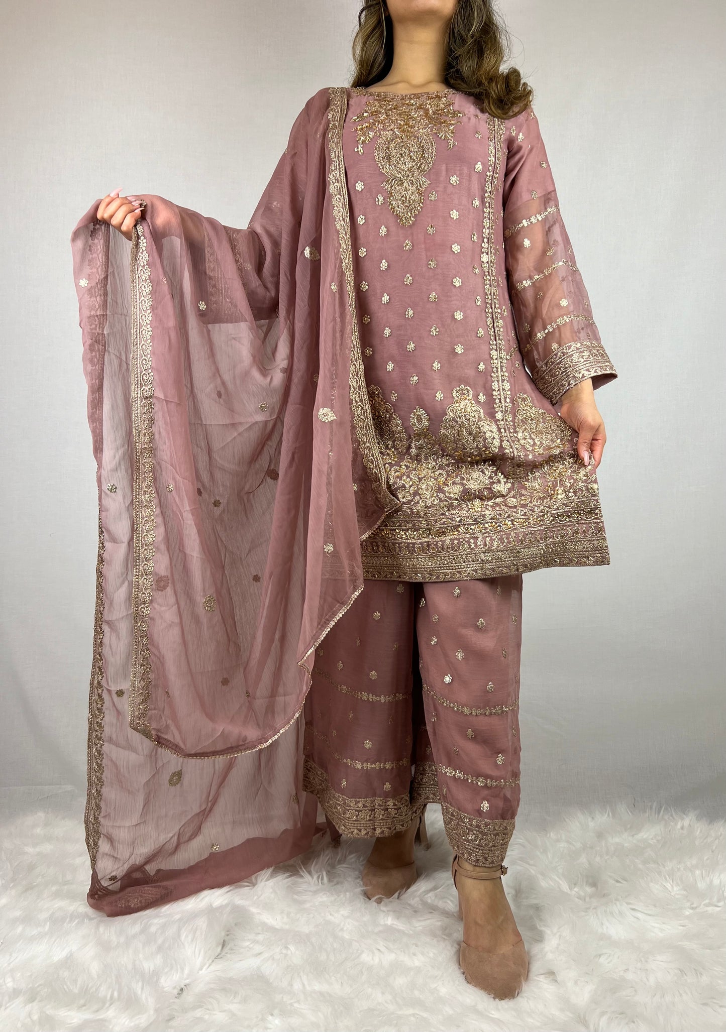 Rose Pink Palazzo Suit