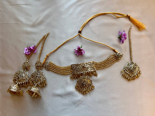Gold Beaded Jewellery Set