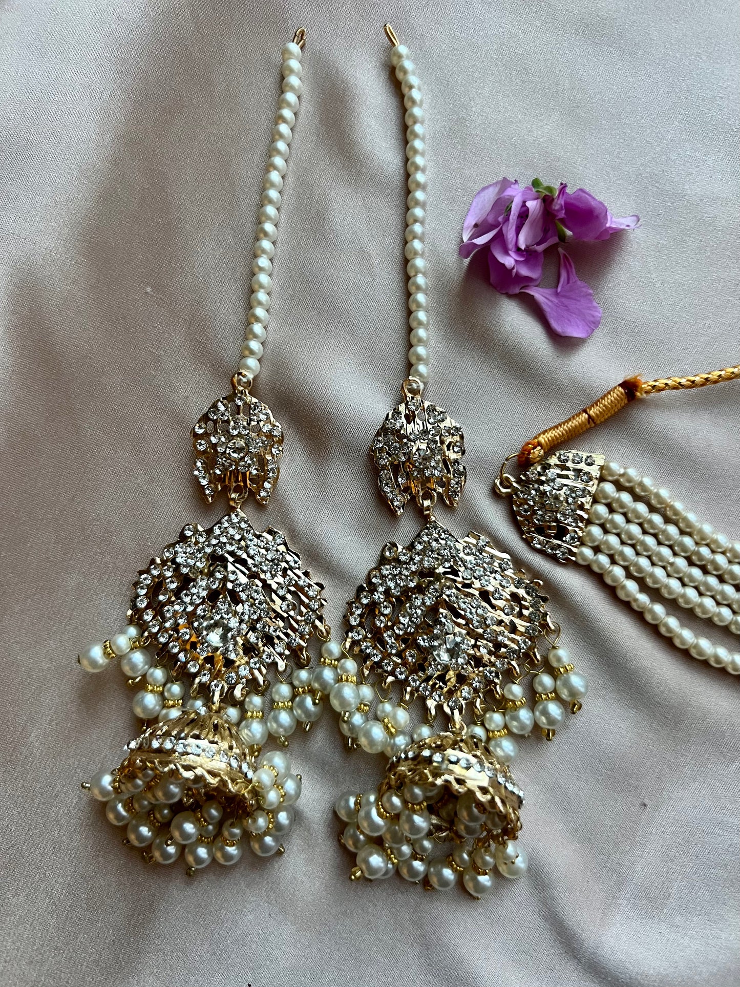 Gold & White Pearl Jewellery Set