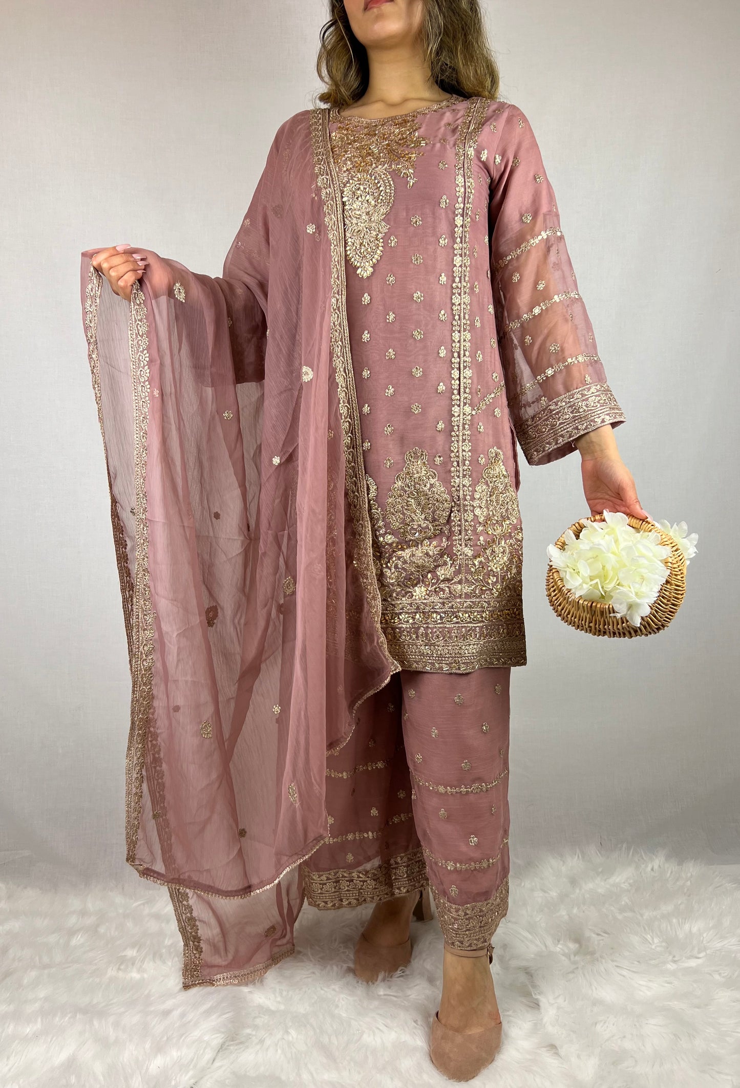 Rose Pink Palazzo Suit