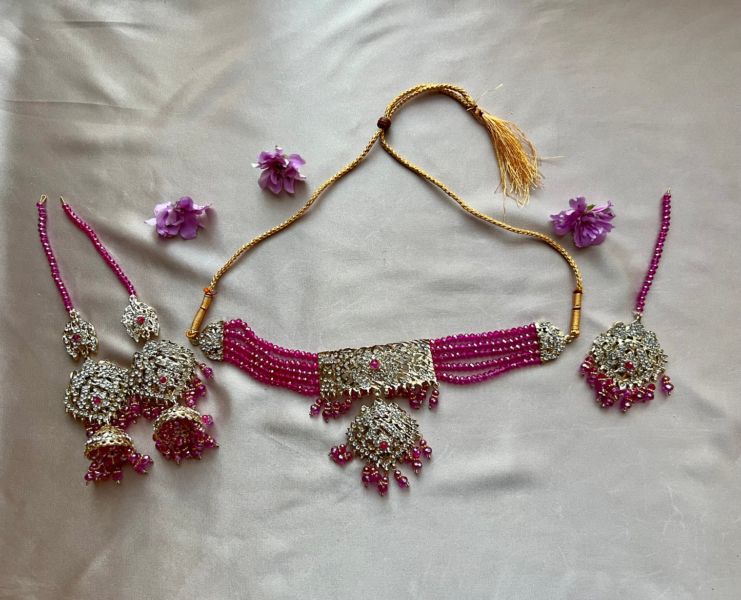 Hot Pink & Gold Jewellery Set