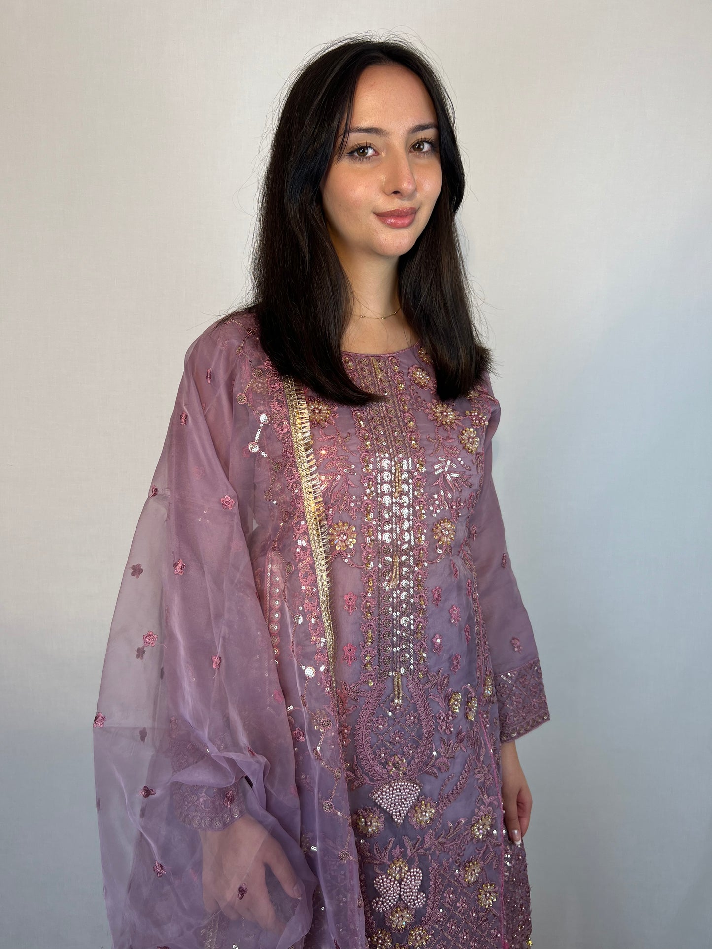 Dusky Lilac Embroidered Sharara