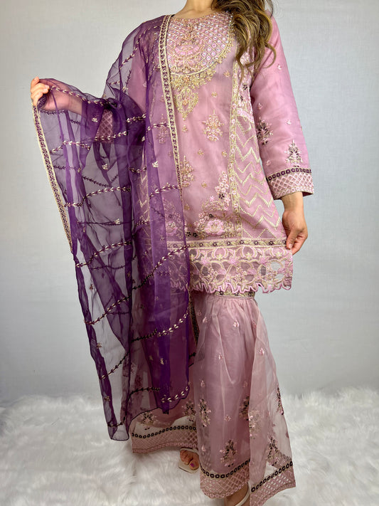 Pink & Purple Sharara Suit