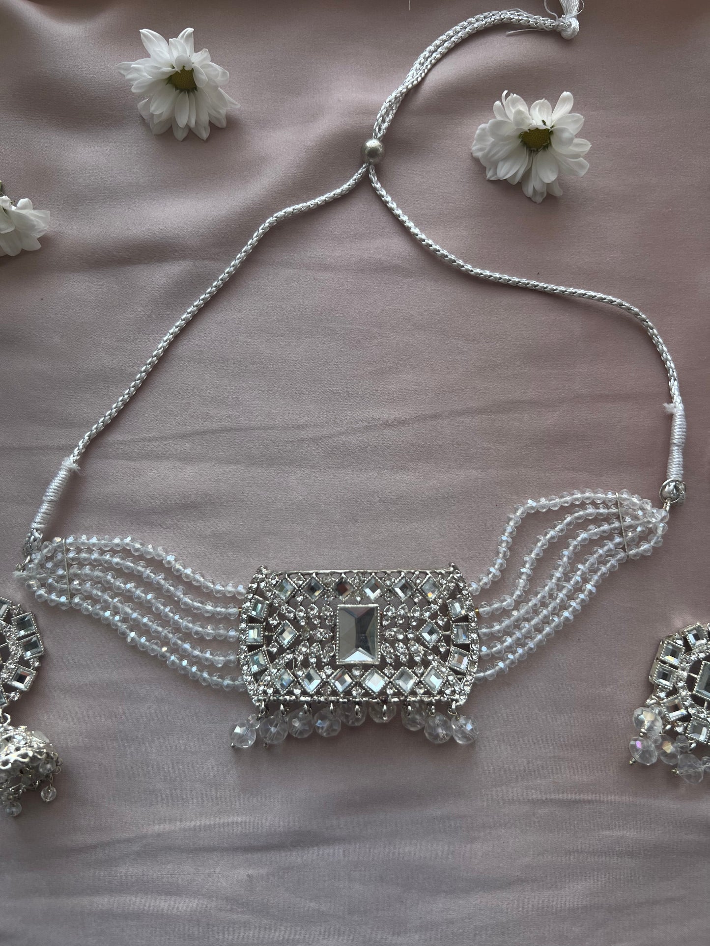 Silver & White Jewellery Set