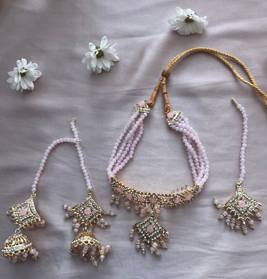 Baby Pink & Gold Jewellery Set
