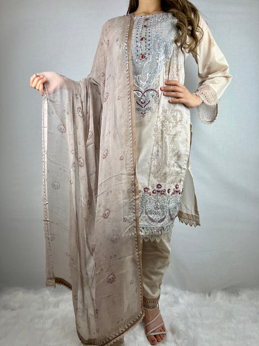 Soft Beige Lawn Suit