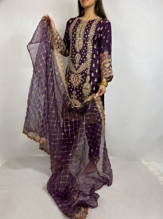 Royal Purple Embroidered Salwar Suit