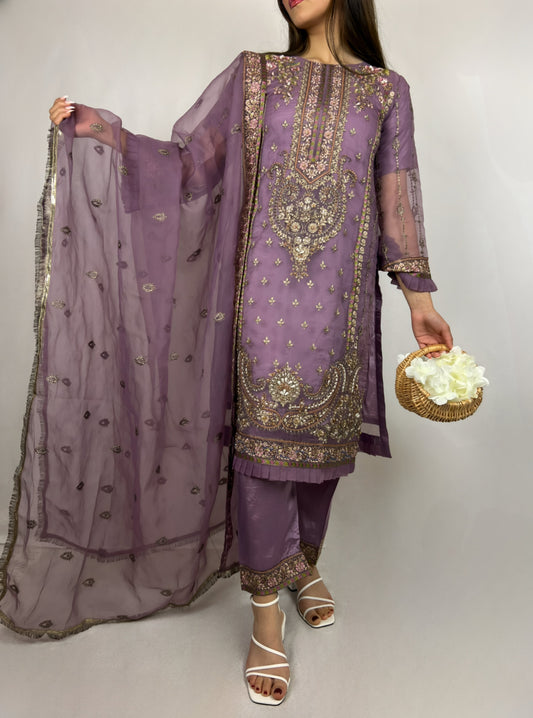 Orchid Purple Straight Cut Salwar Kameez