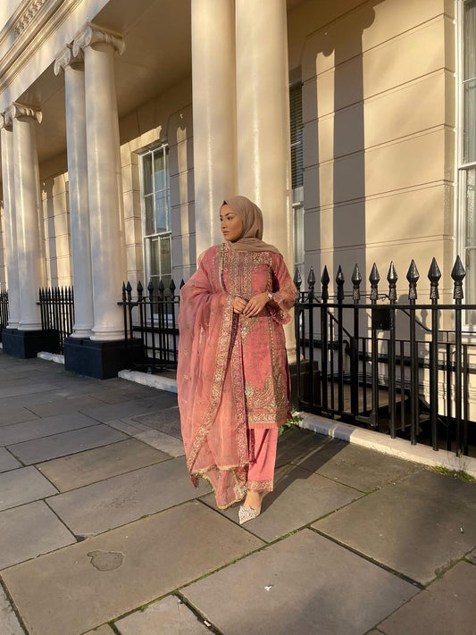 Dusky Pink Straight Cut Salwar Kameez